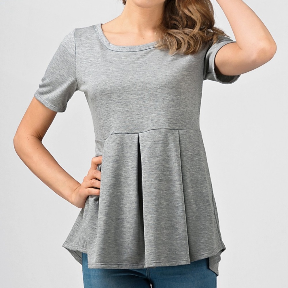 SALE NEW Peplum Tunic Top Thick Fabric Grey S-M-L